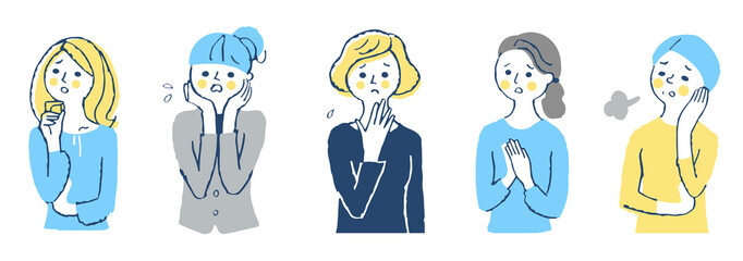 Fototapeta premium 困っている女性５人 セット