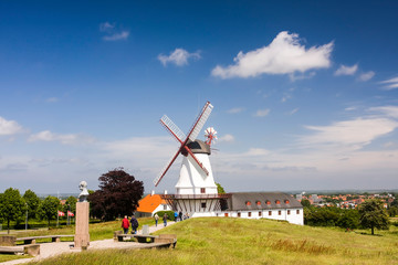 Dybbøl Mølle Windmill, museum and significant Danish memorial on the cultural heritage managed battlefields of 1864 near Sønderborg, Denmark, Europe