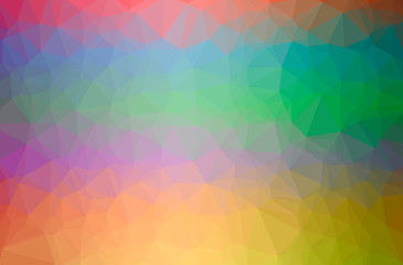 Illustration of abstract Green, Orange, Pink, Purple, Red, Yellow horizontal low poly background. Beautiful polygon design pattern.