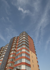 Fototapeta premium council apartment house tower flat block of apartments viewed from below