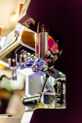 Beauty art in design on part and element of modern espresso coffee maker.
