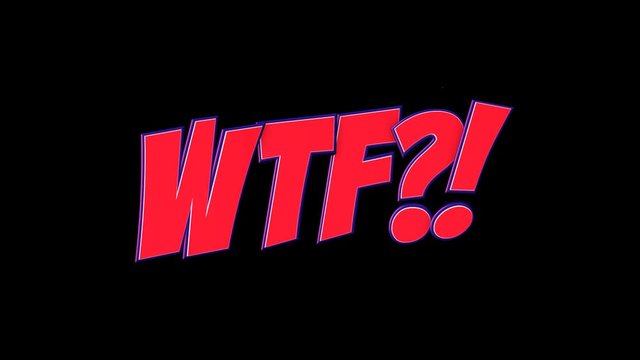 WTF Comic Text and Speech Balloon Animation, with Alpha Matte, Loop, 4k
