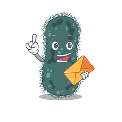 A picture of cheerful thermotogae cartoon design with brown envelope