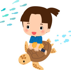 亀に乗った浦島太郎