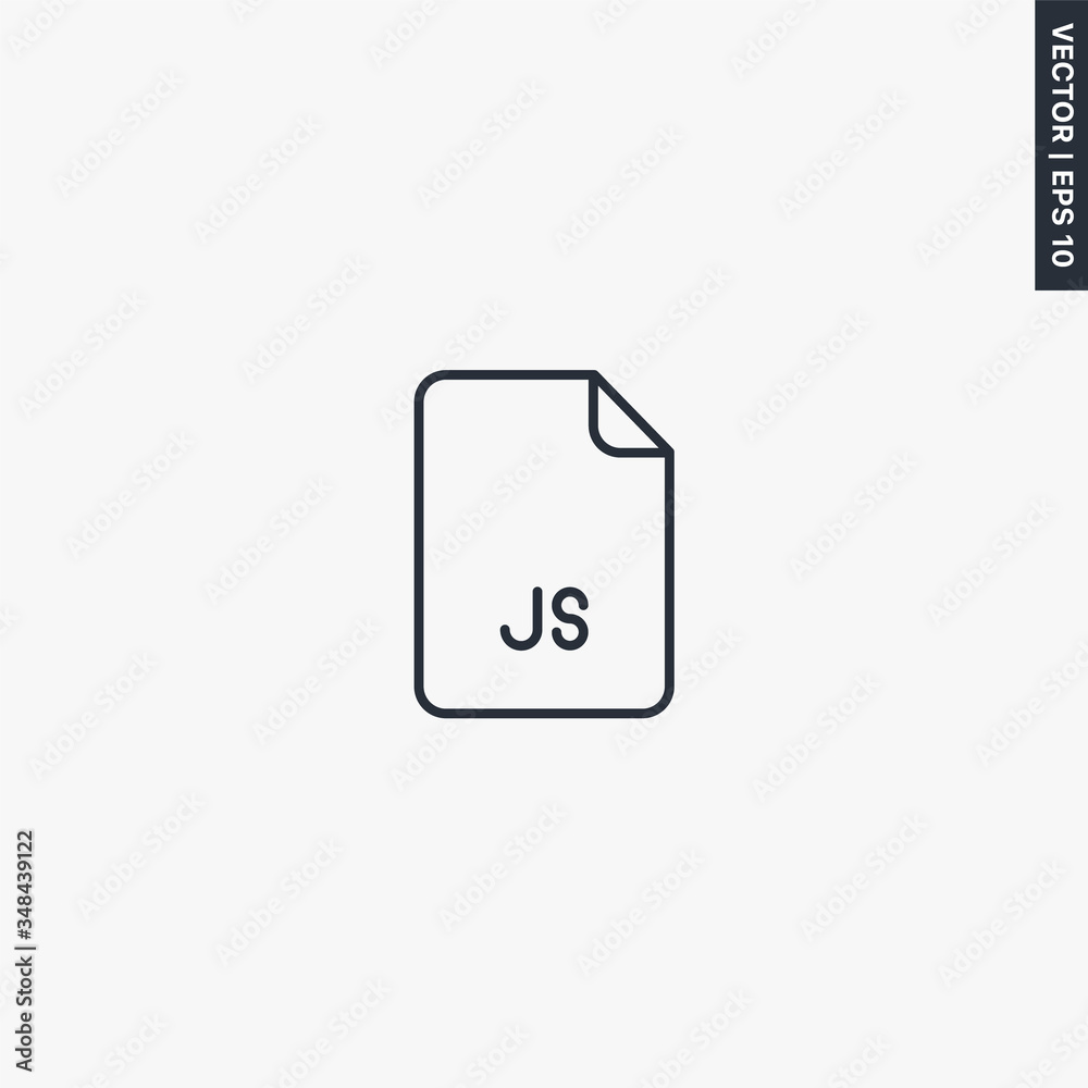 Aufkleber js file format, linear style sign for mobile concept and web design