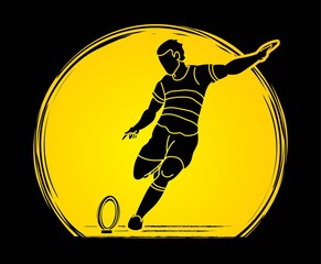 Rugby players action cartoon sport graphic vector.