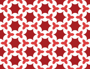 Seamless geometric pattern, texture or background vector in red, white colors.