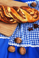 Obraz na płótnie Canvas Fresh homemade pastry-nut braid. Cook at home!
