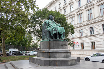 Fototapeta premium Vienna, Austria - September 1, 2019: Statue of German writer Goethe in Vienna, Austria