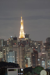 Night Cityscape panorama of San Paulo city during the late evening in February