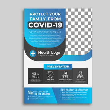 COVID 19 Prevention Flyer Design Template Blue