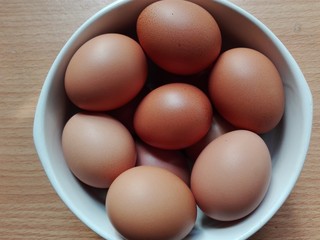 brown eggs in a bowl