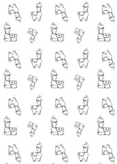 black and white lama pattern illustration © Tatillu