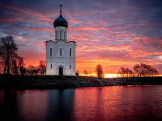 Church of the Intercession on the Nerl river at dawn  (Vladimir region, Russia)
