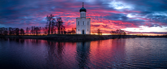 Church of the Intercession on the Nerl river at dawn  (Vladimir region, Russia)