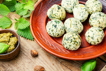 Nettle curd dumplings