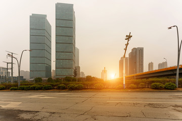 The century avenue of street scene in shanghai Lujiazui,China.