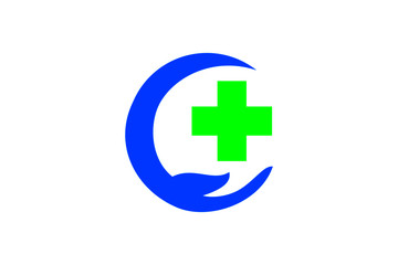 Hand help care logo template vector
