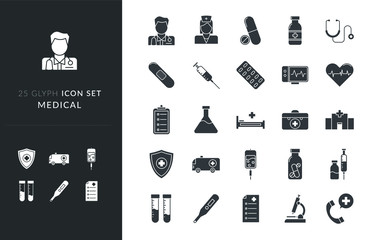 Illustration vector graphic of Medical/Healthcare Icon Set - You will get 25 premium icon sets Medical/Healthcare it contains doctor, nurse, drugs, hospital, and many more.