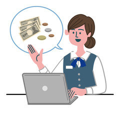 女性　銀行員　OL  事務員　パソコン　お金