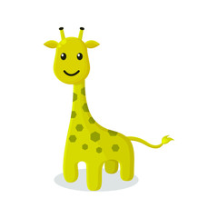 Giraffe Vector Cartoon Character. Cute Animal Mascot Icon Flat Style

