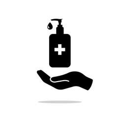 Disinfection. Hand sanitizer bottle icon, washing gel. Vector illustrationDisinfection. Hand sanitizer bottle icon, washing gel. Vector illustration	
