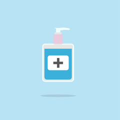 Disinfection. Hand sanitizer bottle icon, washing gel. Vector illustrationDisinfection. Hand sanitizer bottle icon, washing gel. Vector illustration	
