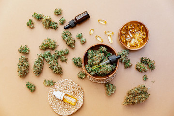 Fototapeta na wymiar Medical Marijuana Cannabis Oil Extract In Bottle