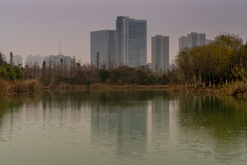 Lakeside modern office building in China
