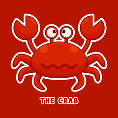 Crab Marine Cartoon Character. Cute Animal Mascot Icon Filed Style. Kids Book Collection
