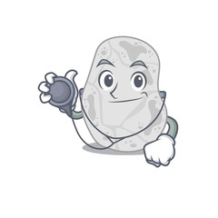 Smiley doctor cartoon character of white planctomycetes with tools