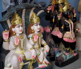 Jabalpur, Madhya Pradesh/India : January 29, 2020 - Marble Statues of Hindu god and goddess