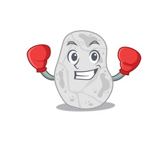 Mascot design of white planctomycetes as a sporty boxing athlete