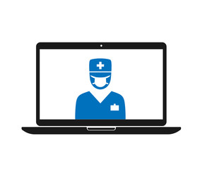 tele Medicine icon , doctor on laptop icon