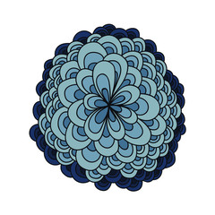 Vector hand drawn blue flower isolated on white background. Doodle style. Floral design element.