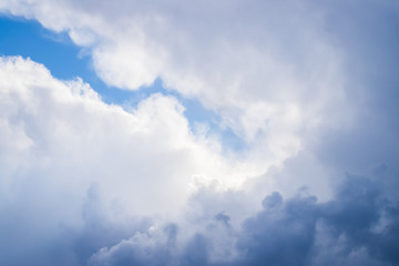Fototapeta na wymiar Fluffy Clouds Covered With Blue Sky Close Up.