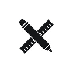 Pencil and ruler icon design isolated on white background