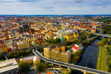 Obraz premium Aerial view on the city Plzen. Czech Republic