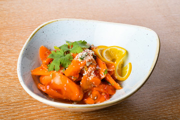 Spicy carrot salad, East Mediterranean dish, traditional classic and seimple recipe.