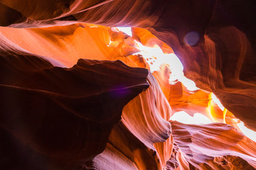 - Beautiful  of sandstone formations in upper Antelope Canyon, Page, Arizona, USA