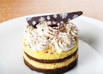 Tiramisu is a coffee-flavoured Italian dessert. It is made of ladyfingers dipped in coffee