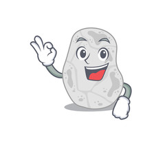 White planctomycetes mascot design style showing Okay gesture finger