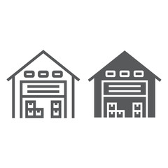 Warehouse line and glyph icon, logistic and storage, garage of delivery sign vector graphics, a linear icon on a white background, eps 10.