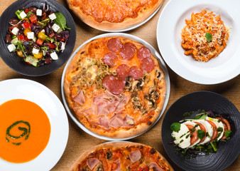 Fresh Italian food menu concept presentation for catering delivery concept.