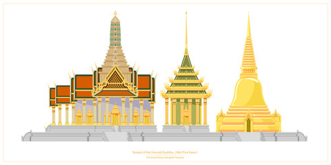 Temple of the Emerald Buddha or Wat Phra Kaew is a temple in the grand palace of Bangkok, Thailand.It consists of many detailed architecture such as golden pagoda, castle, temple etc.