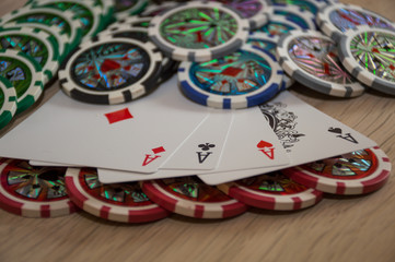 poker chips and cards