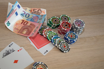 poker chips and cards