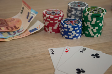 poker chips and cards