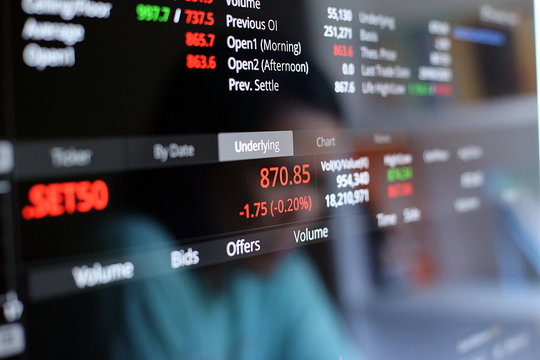 The Stock Exchange, Streaming Trade Screen, The stock screen Show the stock price rise.