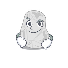 A cute arrogant caricature design of white planctomycetes having confident gesture